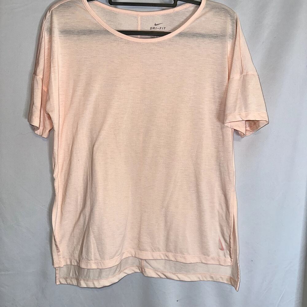 Nike Dri Fit Womens Size Medium Burnout Pink High Low Yoga Lightweight Tunic